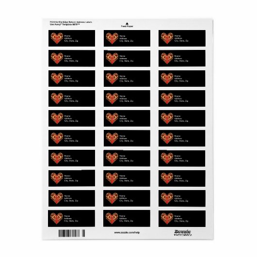 Red Filigree Heart Address Labels (Vorne)
