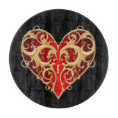 Red Filigree Heart Cutting Board Schneidebrett (Vorderseite)