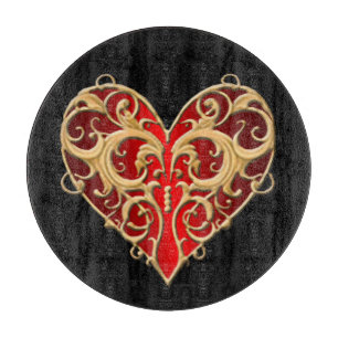 Red Filigree Heart Cutting Board Schneidebrett