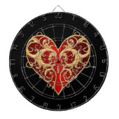 Red Filigree Heart Dart Board Dartscheibe (vorne)