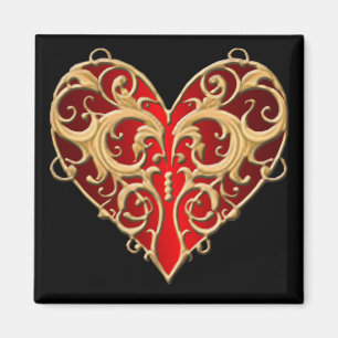 Red Filigree Heart Magnet