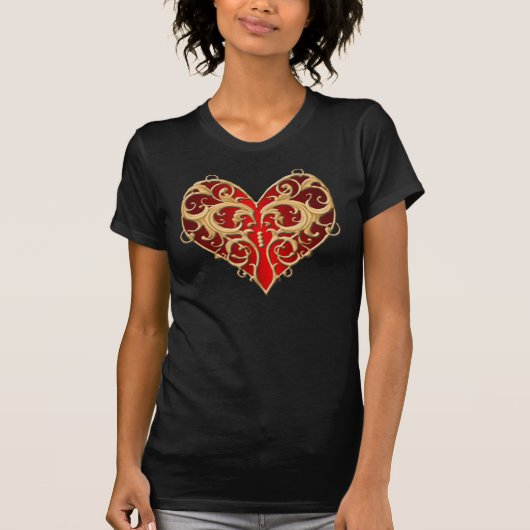 Red Filigree Heart Shirt (Vorderseite)