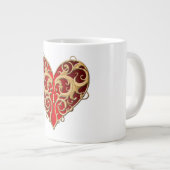 Red Filigree Heart Tasse (Vorderseite Rechts)