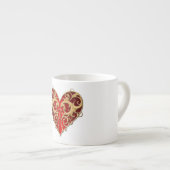 Red Filigree Heart Tasse (Vorderseite Rechts)