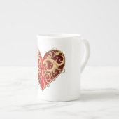 Red Filigree Heart Tasse (Vorderseite Rechts)