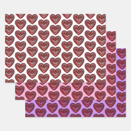 Red Filigree Hearts Collection Geschenkpapier Set (Set)