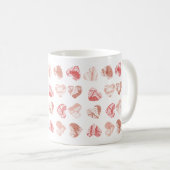 Red Fingerprint Hearts Pattern Valentines Day Kaffeetasse (VorderseiteRechts)