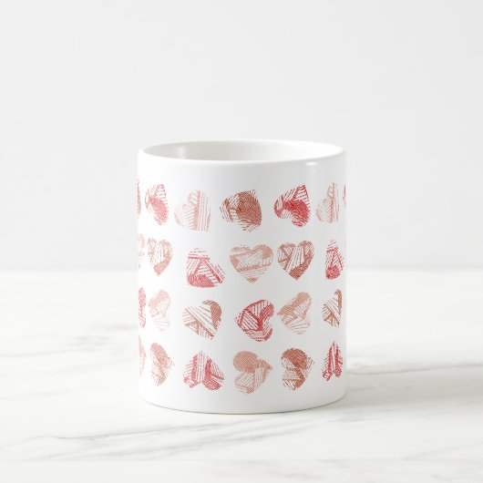 Red Fingerprint Hearts Pattern Valentines Day Kaffeetasse (Mittel)