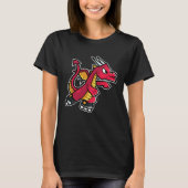 Red Fire Dragon Retro Roller Skate T-Shirt (Vorderseite)