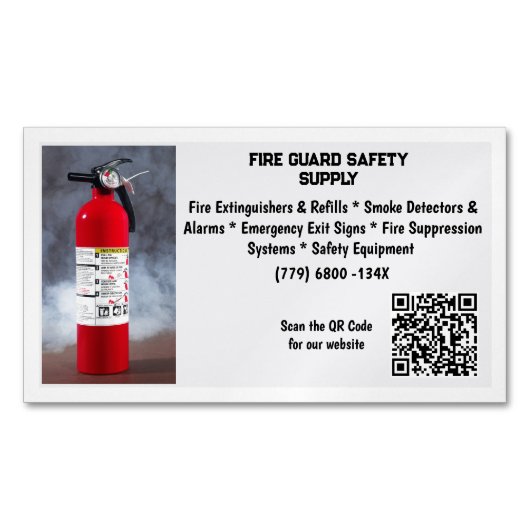 Red Fire Extinguisher Fire Safety   Magnetische Visitenkarte (Vorderseite)