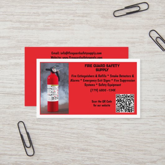 Red Fire Extinguisher Fire Safety Visitenkarte (Vorderseite/Rückseite Beispiel)