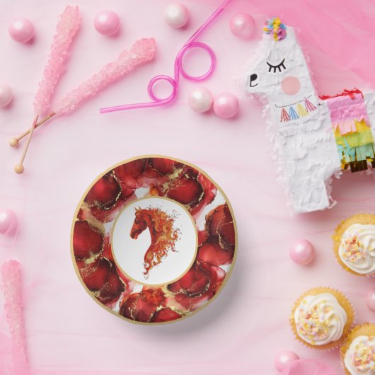 Red Fire Horse Pappteller (Party)