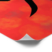 Red Fire Kanji Japanese Calligraphy Poster (Ecke)