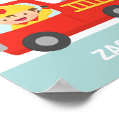 Red Fire LKW mit Brandschutzjungs Zimmerdekor Poster (Ecke)