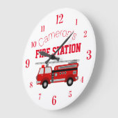 Red Fire Lkw mit eigenem Individuelle Name Große Wanduhr (Winkel)