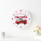 Red Fire Lkw mit eigenem Individuelle Name Große Wanduhr (Zuhause)