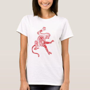 Red Fire Monkey Jersey Long Sleeve T - Shirt, Whit T-Shirt