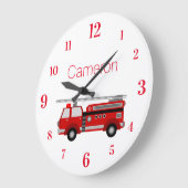 Red Fire Motor mit Ihrem eigenen Individuelle Name Große Wanduhr (Winkel)