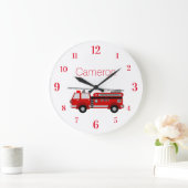 Red Fire Motor mit Ihrem eigenen Individuelle Name Große Wanduhr (Zuhause)
