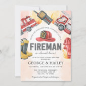 Red Fire Motor Truck Baby Showroom Einladung (Vorderseite)