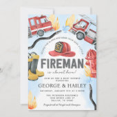 Red Fire Motor Truck Baby Showroom Einladung (Vorderseite)