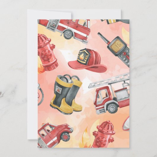 Red Fire Motor Truck Birthday Party Einladung (Rückseite)