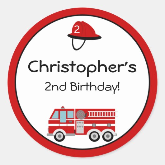 Red Fire Motor und Hat Birthday Stickers (Vorderseite)