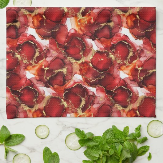 Red Fire Pattern Geschirrtuch (Gefaltet)