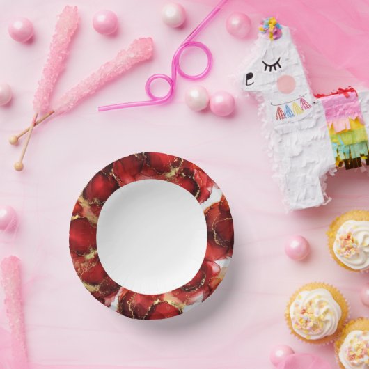 Red Fire Pattern Pappteller (Party)