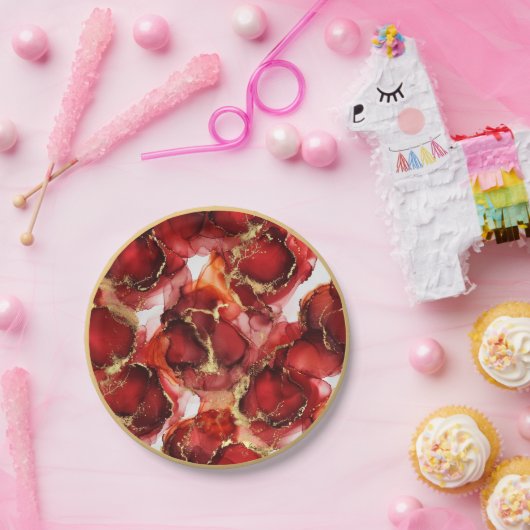 Red Fire Pattern Pappteller (Party)