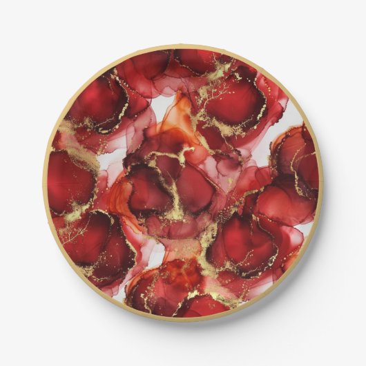 Red Fire Pattern Pappteller (Vorderseite)