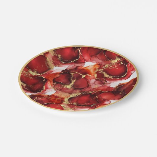 Red Fire Pattern Pappteller (Schrägansicht)