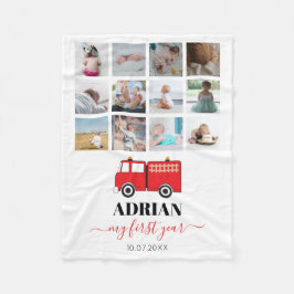 Red Fire Truck Baby First Year Foto Collage Fleecedecke