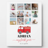Red Fire Truck Baby First Year Foto Collage Fotoplatte (Vorderseite)