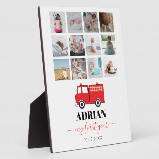 Red Fire Truck Baby First Year Foto Collage Fotoplatte (Seite)