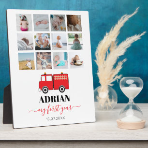 Red Fire Truck Baby First Year Foto Collage Fotoplatte