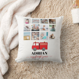 Red Fire Truck Baby First Year Foto Collage Kissen