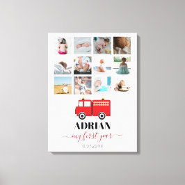Red Fire Truck Baby First Year Foto Collage Leinwanddruck