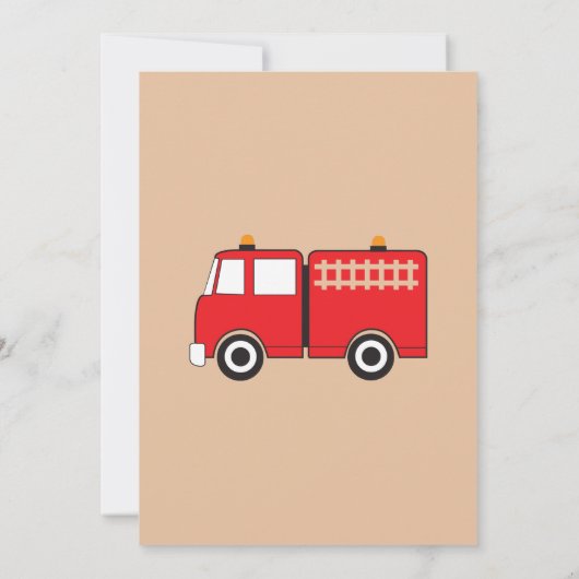 Red Fire Truck Birthday Einladung für Junge oder M (Rückseite)