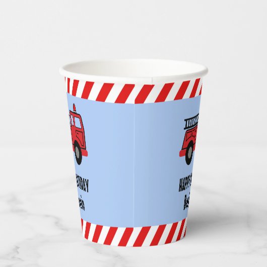 Red Fire Truck Birthday Paper Cups Pappbecher (Rechts)