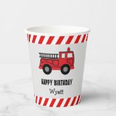 Red Fire Truck Birthday Pappbecher (Vorderseite)