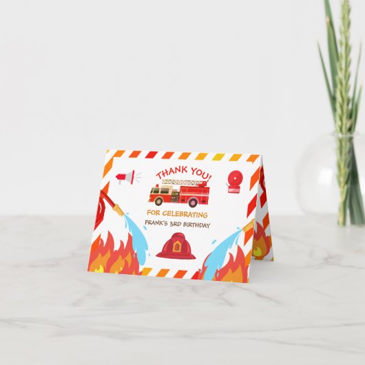 Red Fire Truck Birthday Party Danke (Vorderseite)