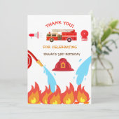 Red Fire Truck Birthday Party Danke (Stehend Vorderseite)