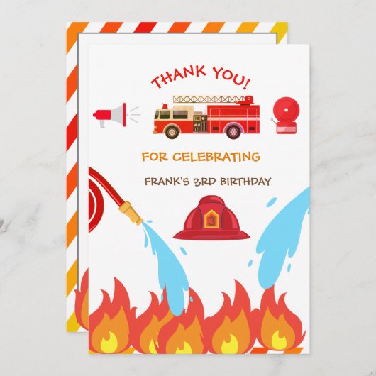 Red Fire Truck Birthday Party Danke (Vorne/Hinten)