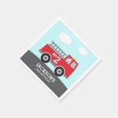 Red Fire Truck Birthday Serviette (Ecke)