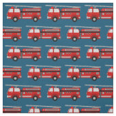 Red Fire Truck Blue Fabric Stoff (Muster)