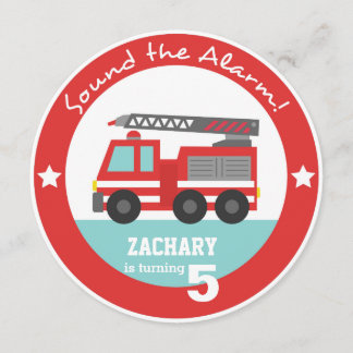 Red Fire Truck Boy Geburtstagsparty, Circle Einladung
