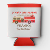 Red Fire Truck Feuerwehrmann Geburtstagsparty Dosenkühler (Vorderseite)