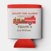 Red Fire Truck Feuerwehrmann Geburtstagsparty Dosenkühler (Rückseite)