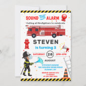 Red Fire Truck Feuerwehrmann Geburtstagsparty Einladung (Vorderseite)